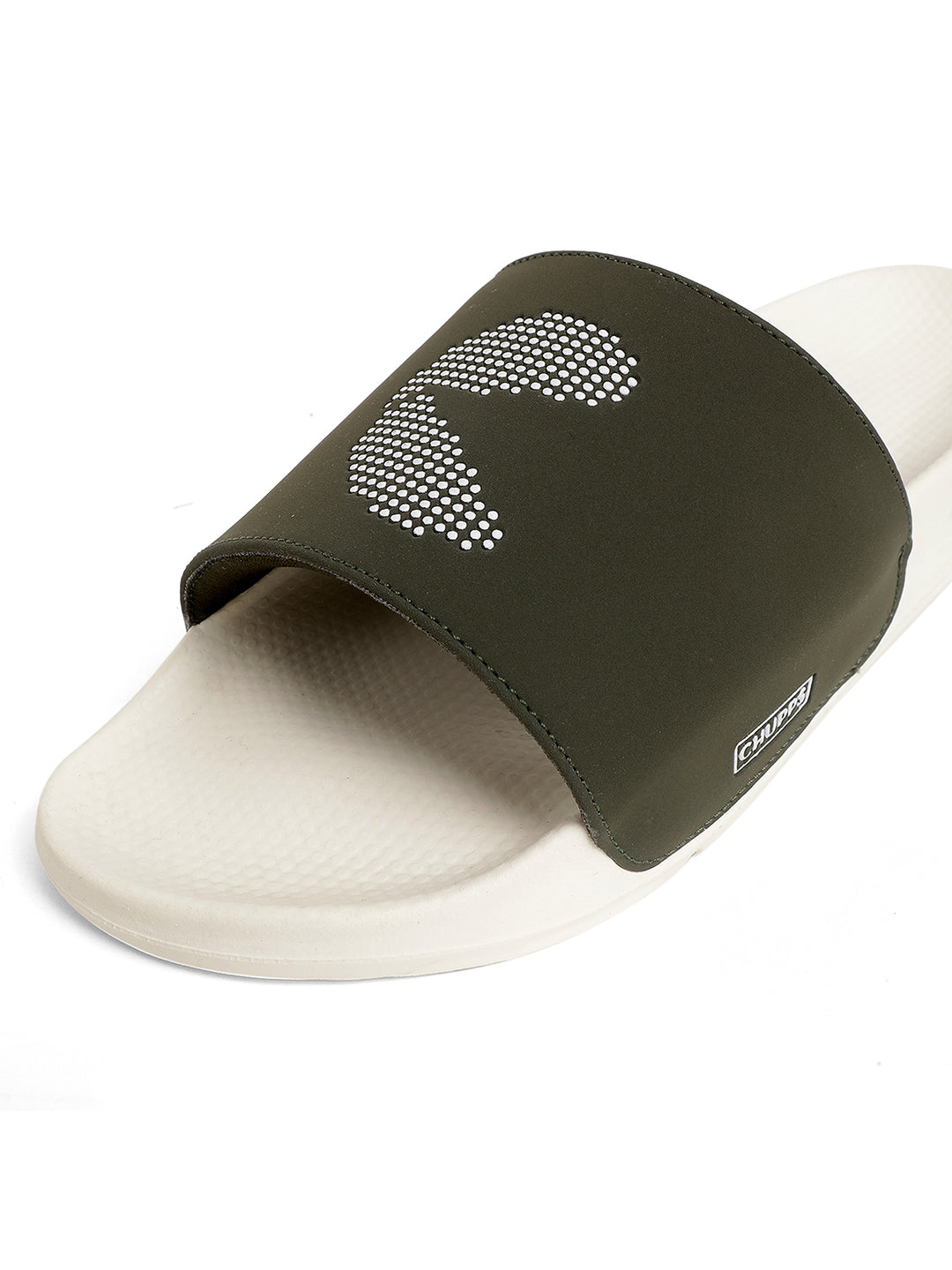 Dot Fusion White &amp; Olive Sliders