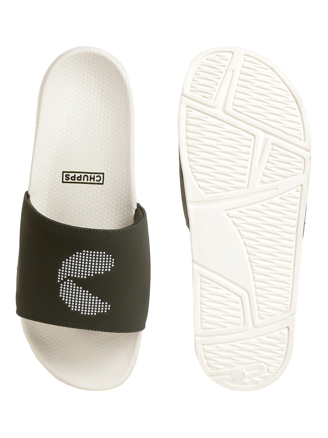 Dot Fusion White &amp; Olive Sliders