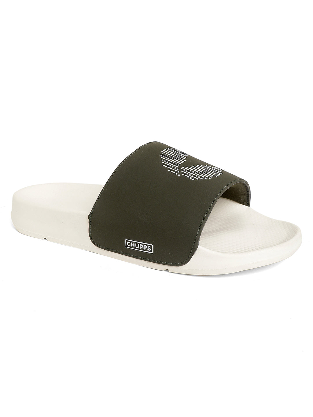 Dot Fusion White &amp; Olive Sliders