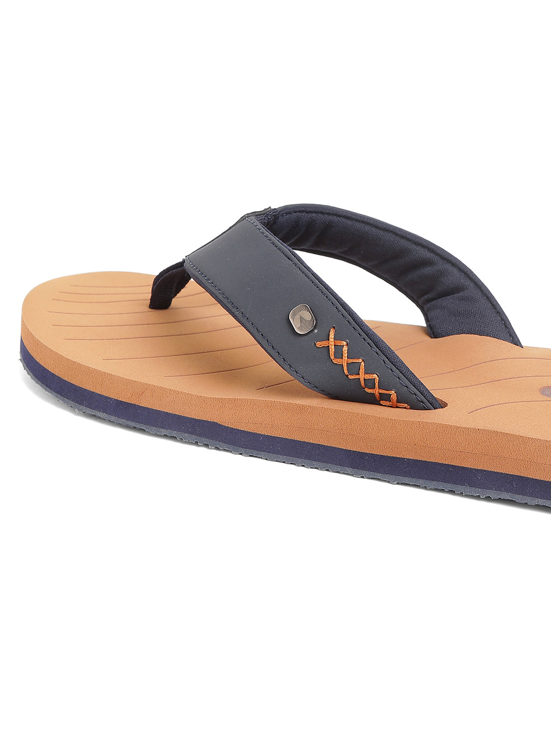 tan strap and blue sole highlighting neoprene toe post